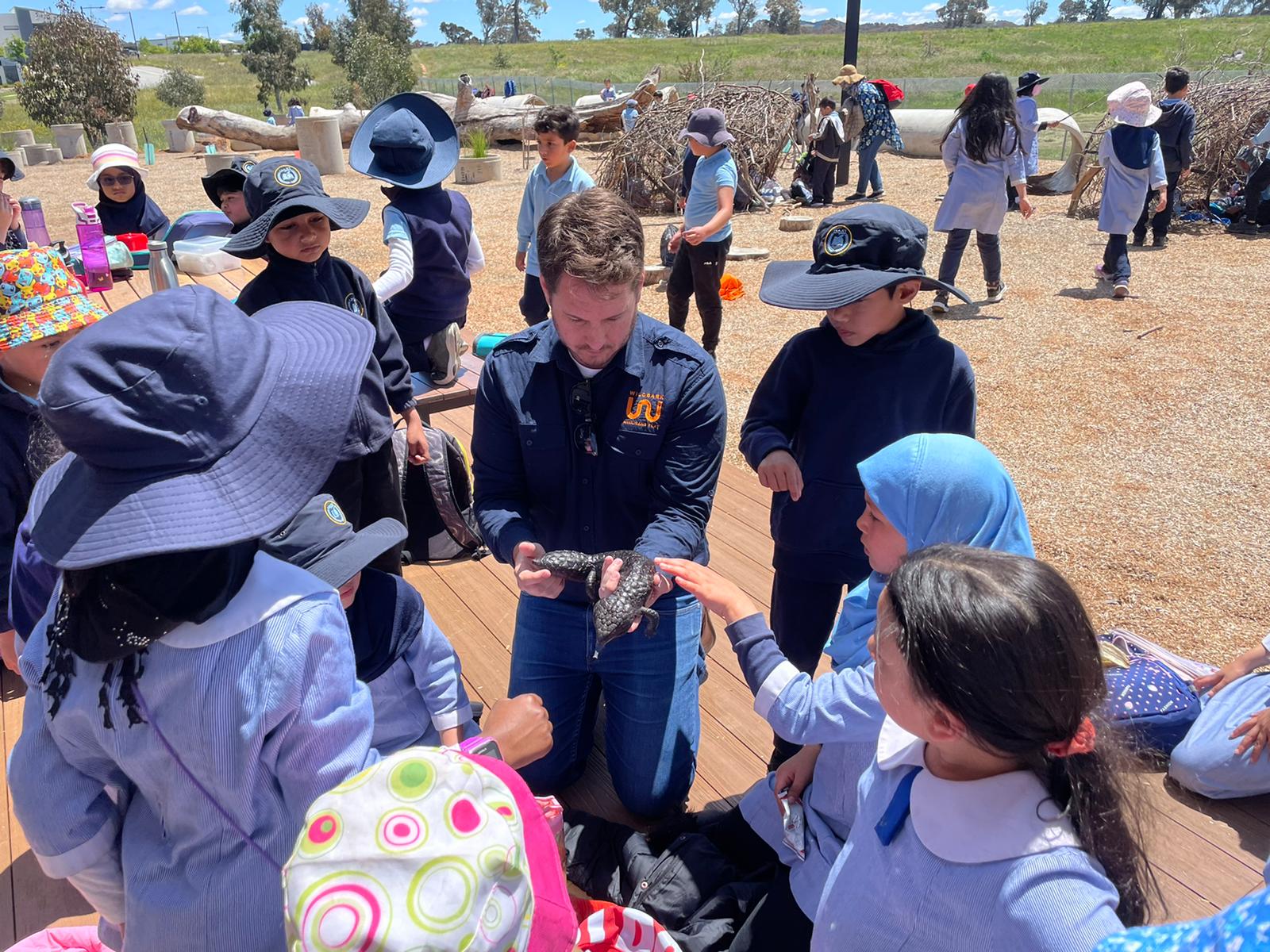 Students learning about the different widlife